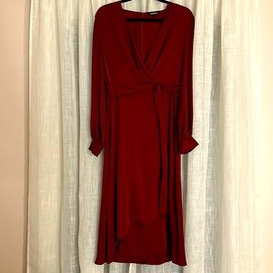 Express Satin dress asymmetrical long sleeve